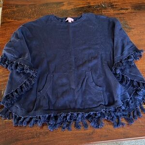 Lilly Pulitzer girls navy blue poncho sweater